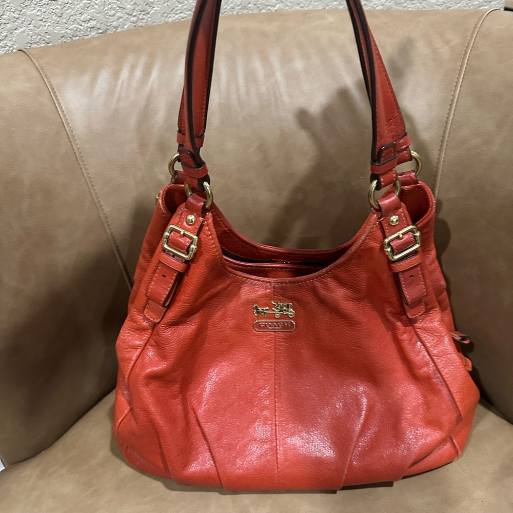 Coach Red Leather Shoulder Bag